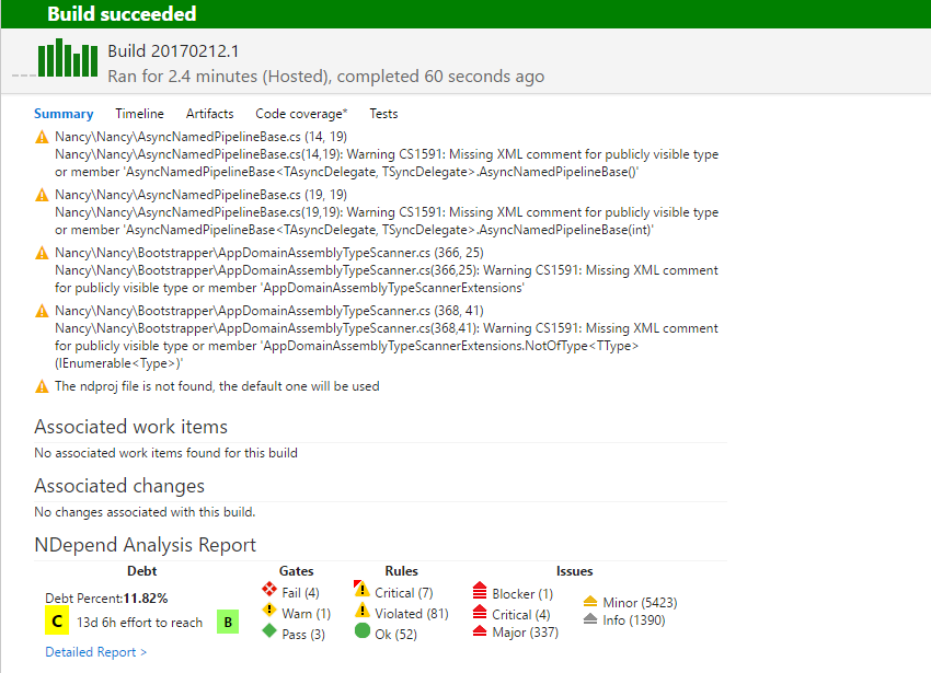 NDepend Dashboard